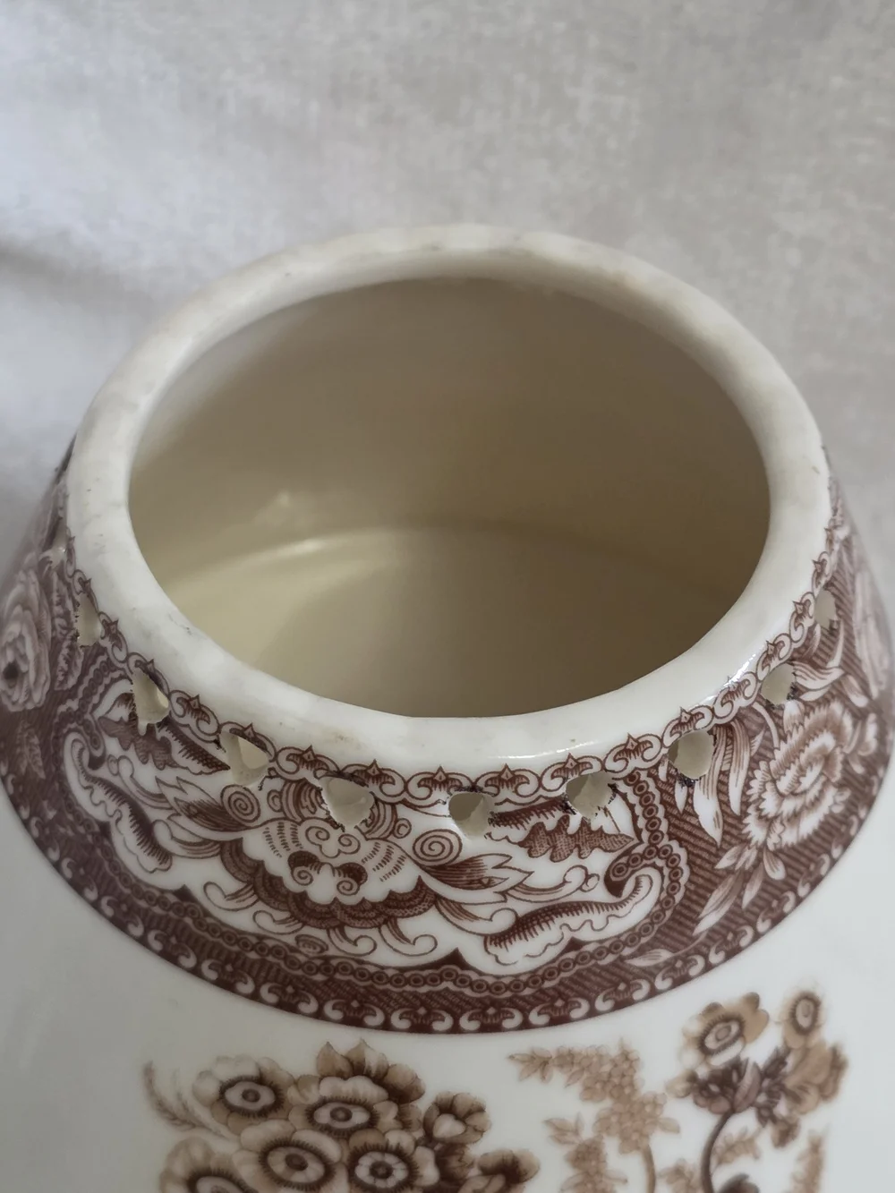 Vintage Skye McGhie Fine Porcelain Brown Transferware Tea Light Candle Lamp - Picture 8 of 10